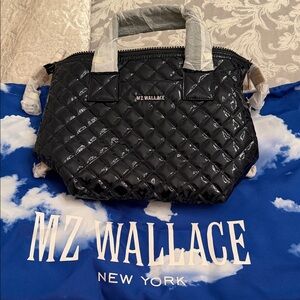 NWT. MZ WALLACE Small Sutton deluxe tote- dark navy lacquer finish